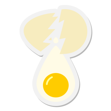 Bir insan tarafından çizilmiş kırık yumurta etiketi.