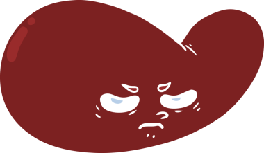 Bir insan tarafından çizilmiş düz renk çizgi film safra kesesi