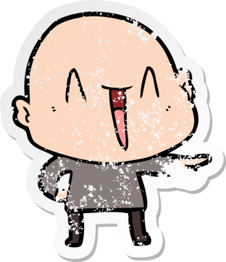 Bir insan tarafından çizilmiş mutlu, kel bir adamın sıkıntılı çıkartması.