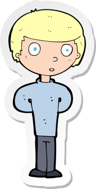 Bir insan tarafından çizilmiş endişeli bir karikatür çıkartması.