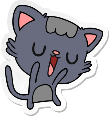 Bir insan tarafından çizilmiş kawaii kedisinin serbest sticker karikatürü.