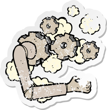 Bir insan tarafından çizilmiş robotik bir kolun gerilimli çıkartması.