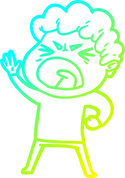 Bir insan tarafından çizilmiş öfkeli bir çizgi film karakteri.