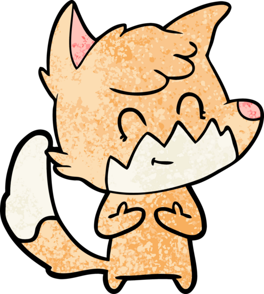 Bir insan tarafından çizilmiş çizgi film dostu tilki.