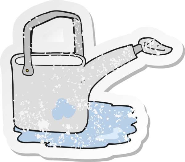 Bir insan tarafından çizilmiş karikatür sulama kutusunun gerilemiş yapıştırması.