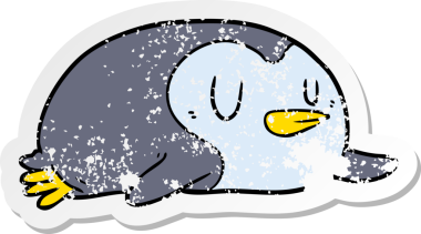 Bir insan tarafından çizilmiş karikatür pengueninin sıkıntılı çıkartması.