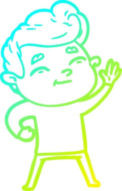 Bir insan tarafından çizilmiş mutlu bir çizgi film karakteri çizimi.