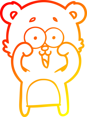 Bir insan tarafından çizilmiş gülen oyuncak ayının sıcak çizgi çizimi.