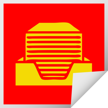 Bir insan tarafından çizilmiş bir yığın ofis kâğıdının kare soyma etiketi.