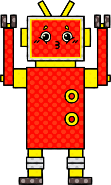 bir insan tarafından çizilmiş bir robotun çizgi roman tarzı