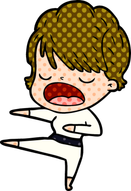 Bir insan tarafından çizilmiş bir karikatür kadın konuşuyor.