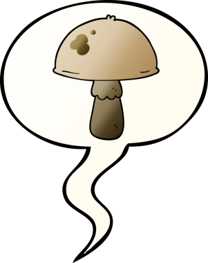 bir insan tarafından çizilmiş düzgün eğimli konuşma baloncuklu mantar mantarı.