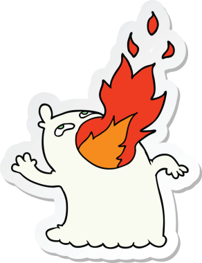 Bir insan tarafından çizilmiş ateş püskürten bir hayaletin çıkartması.