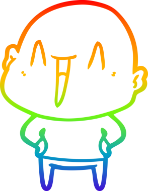 gökkuşağı gradyan çizimi mutlu bir çizgi kel adamın çizimi bir insan tarafından çizildi