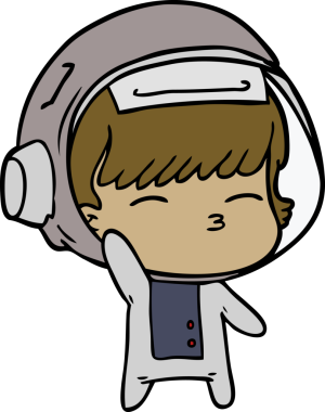 Bir insan tarafından çizilmiş meraklı astronot çizimi.