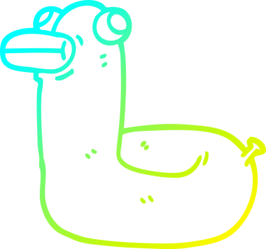 Bir insan tarafından çizilmiş sarı bir ördeğin soğuk eğimli çizgisi.