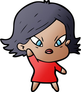 Çizgi film bir insan tarafından çizilmiş stresli kadın.