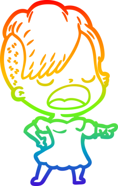 Gökkuşağı gradyan çizgi çizimi bir insan tarafından çizilen havalı hippi kız çizimi