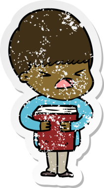 Bir insan tarafından çizilmiş stresli bir çizgi film çıkartması.