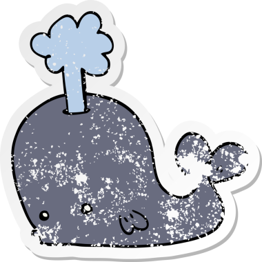 Bir insan tarafından çizilmiş karikatür balinasının sıkıntılı çıkartması.