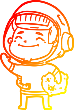 Bir insan tarafından çizilmiş mutlu bir astronotun sıcak çizgi çizimi