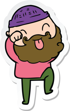 Bir insan tarafından çizilmiş sakallı bir adamın çıkartması.