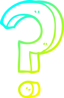 Bir insan tarafından çizilen soru işaretinin soğuk gradyan çizgisi