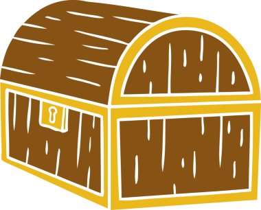 Bir insan tarafından çizilmiş hazine sandığının karikatürü.