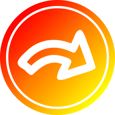 Bir insan tarafından çizilmiş sıcak eğimli ok dairesel simgesi