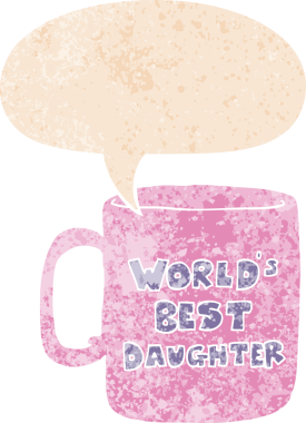 Dünyanın en iyi kızı grunge 'da konuşma baloncuğu olan bir insan tarafından çizilmiş kederli retro tarzı.