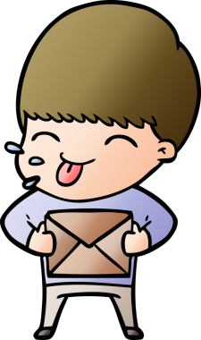 Bir insan tarafından çizilmiş mutlu çizgi film çocuğu.