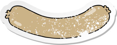 Bir insan tarafından çizilmiş karikatür sosisi etiketi.