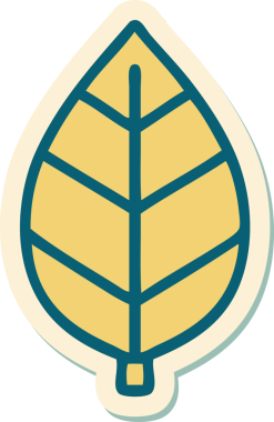 Bir insan tarafından çizilmiş geleneksel yaprak stili dövme çıkartması.