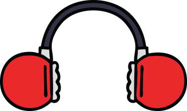 Bir insan tarafından çizilmiş eski bir kulaklığın sevimli karikatürü.