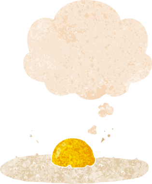 Düşünce baloncuklu çizgi film yumurta grunge sıkıntı retro dokuma bir insan tarafından çizilmiş