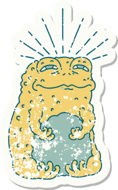 Bir insan tarafından çizilmiş eski bir dövme stili karakteri çıkartması.