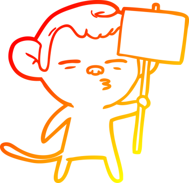 Bir insan tarafından çizilmiş işaretli şüpheli bir maymunun sıcak çizgi çizimi