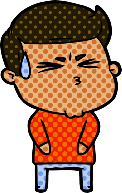 Bir insan tarafından çizilmiş terleyen çizgi film adamı.