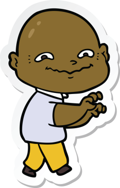 Bir insan tarafından çizilmiş garip bir adamın çıkartması.