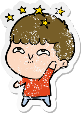 Bir çizgi filmin sıkıntılı çıkartması Bir insan tarafından çizilmiş hayret verici bir çocuk