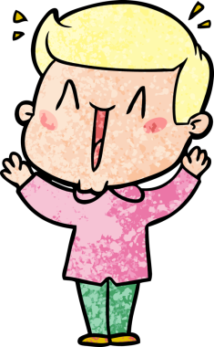 Bir insan tarafından çizilmiş heyecanlı bir çizgi film.