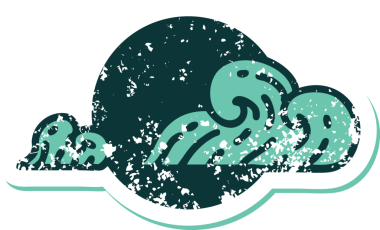 Bir insan tarafından çizilmiş bulutların sembolik depresif dövme şekli