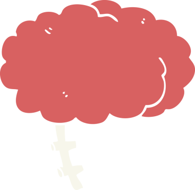 Bir insan tarafından çizilmiş düz renkli çizgi film beyni