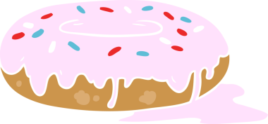 Bir insan tarafından çizilmiş düz renkli çizgi film donutu