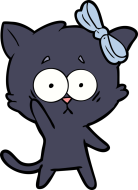 Bir insan tarafından çizilmiş çizgi film kedisi.