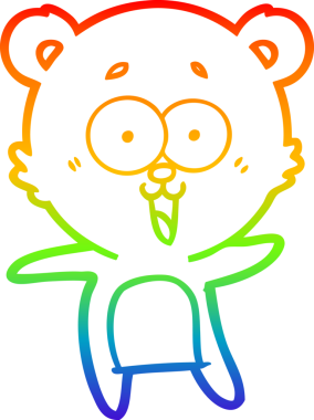 Bir insan tarafından çizilmiş gülen oyuncak ayının çizdiği gökkuşağı gradyan çizgisi.