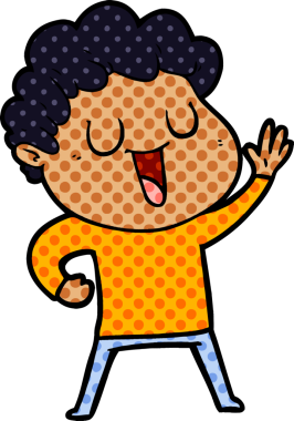 Bir insan tarafından çizilen el sallayan karikatür adam.