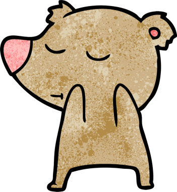 Bir insan tarafından çizilmiş mutlu çizgi film ayısı.