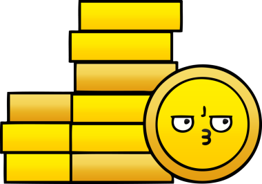 Bir insan tarafından çizilmiş bozuk paranın gölgelenmiş karikatürü