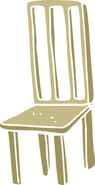 Bir insan tarafından çizilmiş sandalyenin düz renk çizimi